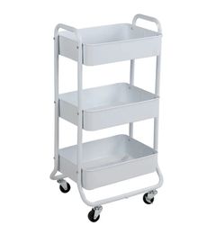 Mainstays 3 Tier Metal Utility Cart Arctic White Laundry Baskets Easy Rolling Adult and Child 240424