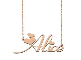 Alice Name Necklace Pendant for Women Girls Birthday Gift Custom Nameplate Children Friends Jewelry 18k Gold Plated Stainless8880500