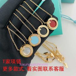 Luxury Tiifeniy Designer Pendant Neckor V Gold Plated Circle Double Necklace With Diamonds and White For Women Unique Design Fashionable Collar Chain Present