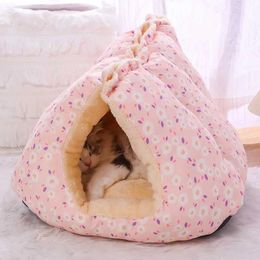 Cat Beds Furniture Cute Warm Cat Bed Nest Small Dog Kennel Winter Thick House Pet Puppy Sleeping Bag Super Soft Plush Cat Sleeping Bed Pet Cushion