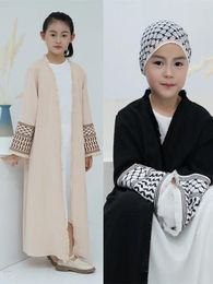 Ethnic Clothing Open Plain Abayas For Women Kids Dubai White Black Embroidery Modest Kimono Abaya Muslim Kaftan Dress Robe Femme Musulmane