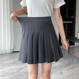 Skirts 2024 Black Grey Pleated Skirt Korean Women Summer Preppy Style Uniform Mini Skirt Girl Elastic High Waist Pocket A-Line Skirts