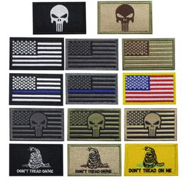 Bundle 100 pieces USA Flag Patch Thin Blue Line Tactical American Military Morale Patches Set for clothes with hookloop4437885