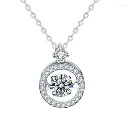 Chains XMZ011 Lefei Fashion Trend Luxury Classic Moissanite Design Fine Heart Round Necklace Charms Women 925 Silver Party Jewelry Gift