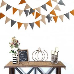 Banner Flags Brown Cafe Beige Rustic Wedding Party Decor Felt Pennant Banner Fabric Triangle Flag Streamer Woodland Bear Baby Shower Bunting