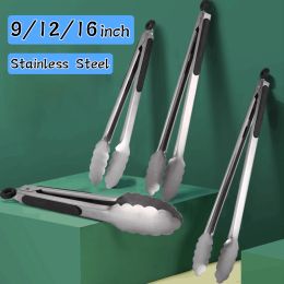 Grills 9/12/16 Inch Stainless Steel BBQ Grilling Tongs Salad Food Clip NonSlip Handle Bread Serving Tong Cooking Barbecue Clip Clamp