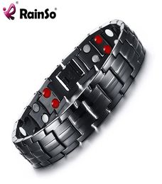 Double Row Punk Health Magnetic Bracelet Mens Jewellery Titanium Hand Bracelets Bijoux Black Plated Men Hand Bracelet5899225