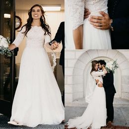 Sleeves Half Wedding Vintage 2021 Dresses Bridal Gown A Line Scalloped Neck Lace Applique Tulle Sweep Train Custom Made Plus Size Vestido De Novia pplique