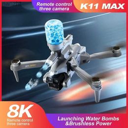 Drones K11 MAX 2.4G UAV Triple Camera Optical Flow Positioning Brushless Launching Water Bomb 8K HD Foldable FPV ESC Height Maintaining RC WX