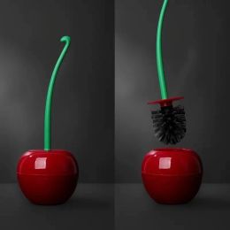 Set Creative Cherry Shaped Toilet Brush Set Long Handle for Bathroom Corner Cleaning Replaceable Nylon Soft Bristle Accessories