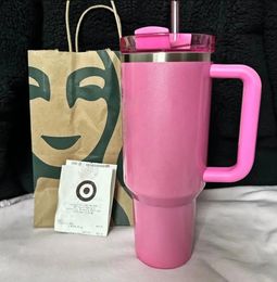 Ship From USA winter Pink Red Holiday H2.0 40OZ Mugs Cosmo Pink Parade Tumblers Car Cups Target Black Chroma Coffee Neon White Spring Blue Sparkle Chocolate Gold