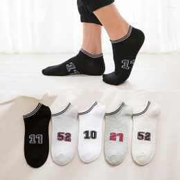 Men's Socks Spring Summer Men Cotton Man Digital Motion Letter Male Low Cut Ankle Casual Slippers 1pair 2pcs WS111