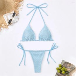 Women's Swimwear Bikini Set Sexy Glitter String Micro Extremo Mini Thong Swimsuits Women Halter Triangle 2024 Mujer Biquinis