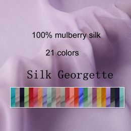Dresses 100cm*114cm Plain Silk Material Georgette Sheer Fabrics Dress Scarfs Material Silk Chiffon