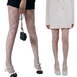 Women Socks Sexy Fishnet Mesh Sheer Tights Stockings Japanese JK Vintage Flower Geometric Jacquard Patterned Pantyhose