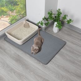 Houses Waterproof EVA Double Layer Cat Litter Box Mat Nonslip Sand Pad Washable Bed Mat Clean Pad Matunder Urine Proof Trapping Mat