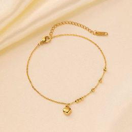 Anklets 316L Stainless Steel Simplicity Mini Love Heart Shaped Bead Anklet Ladies Fashion Trend High Jewelry Beach Accessorie