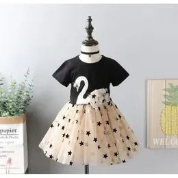 Clothing Sets Cotton Cartoon Swan T-Shirt Sequin Skirts 2Pcs Suit Children Fashion Princess Kids Dress Outfits Summer Girls