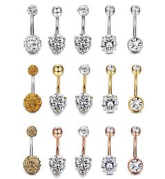 15pcs exquisite and fashionable mixed zircon navel button piercing jewelry double head crystal clay ball bell body jewelry set hea3421956