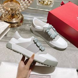 Designer White Sneakers VIVIER Womens Casual Shoes Boasting Lustrous Red Gemstone Accents Luxury Shoes Perfect Blend of Comfort and Fashion