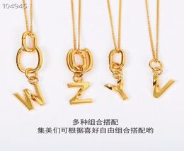 Vintage Classi Brand Designer Copper With 18k Yellow Gold Plated All 26 Pcs Alphabet Letter Three Round Circle Charm Necklace For 1421021