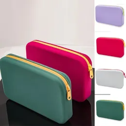 Cosmetic Bags Solid Colour Silicone Storage Bag Large Capacity Contrasting Colours Coin Money Small Item Makeup Brush Holder