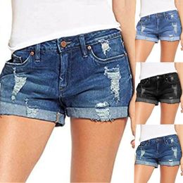 Women's Jeans Pants Slim Summer High Waist Hole Sexy Women Shorts For And Top Set