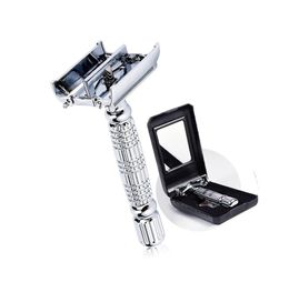 Barber Safety Blade Razor Shaver Double Edge Butterfly Open TShaped Unisex 1 Travel Case with Mirror7096235