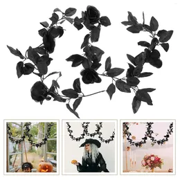 Decorative Flowers 5pcs Simulation Rose Vine Artificial Black Fake Flower Ornament Scene Layout Wall Door Party