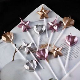 3PCS Candles Five Pointed Star Pentagram Happy Birthday Love Valentine Day Cake Candle Childrens Day Creative Party Star Candle Decoration