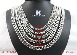 Curb Cuban Mens Necklace Chain Silverplated Necklaces for Men Fashion Jewellery 4681012mm Feast and Party Costume Necklace5060371