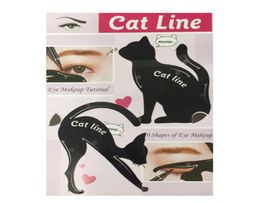 Cute Cat Eyeliner Stencil kit for eyebrows guide template Maquiagem eye shadow frames card makeup tools 2pcsset3593382
