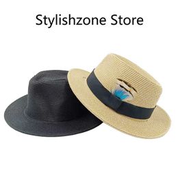 new natural Panamanian soft straw hat suitable for men summer women/men narrow brown beach sun hat UV resistant Fedora birthday gift J240506