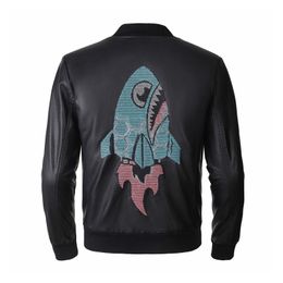 Philipps Plain Men's Jacket PP Brand Shark Brand Autunno inverno vera pelle Plein Blazer Rhinestone Hip Hop Streetwear Collection Motorcycle Collection Gacche da cappotto da capro