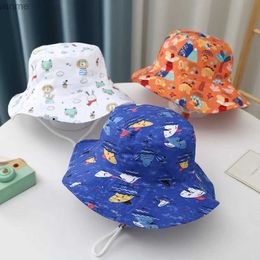 Caps Hats Childrens Cartoon Printed Hat Baby Sun Hat Boys and Girls Cotton Beach Summer Bucket Hat Childrens Fisherman Hat WX