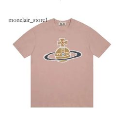 Vivianes Men's Spray Orb T-shirt West Wood T-shirt Brand Clothing Men Women Summer T Shirt with Letters Cotton Jersey High Quality Luxury T Shirt 9054 6892