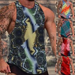 Men's Tank Tops Sports Running Fitness Crewneck Sleeveless Vest Printed 3D Oversized Top Y2K Style Summer Casual Breathable T-Shirt