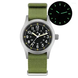 Wristwatches 38mm Military Field Watch VH31 Sweep Quartz Movement Domed Sapphire Crystal Waterproof 100M Super Luminous Watches