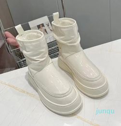 designer womens boot australia winter platform snow Patent leather shining wool black white swinter shoes