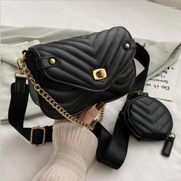 Shoulder Bags Wholesale 2024 Arrivals High Quality Pu Leather Chain Sling Bag 2 PCS/SET Womens Handbags Luxury Purse