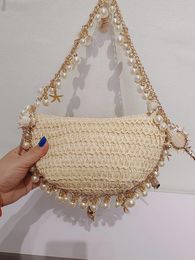 Totes Beach Breeze Sea Grass Seashell Pearl Bag Hand Armpit