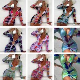 Women's Swimwear 2024 Tie-dye Briefs Three-piece Bikini Swimsuit