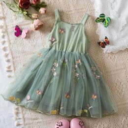 Girl's Dresses 1-5 Years Little Girls Summer Dress Mesh Tutu Princess Floral Embroidery Suspender Dress Baby Girls Daily Holiday Party Clothes