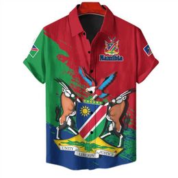 Men's Casual Shirts Namibia Flag Map 3D Print Short Slve Shirts For Men Clothes Africa Dashiki Shirt Hawaii Boy Lapel Blouse Kids Blouses Kids Top Y240506