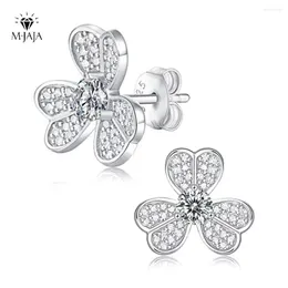 Stud Earrings M-JAJA Moissanite 18K White Gold Plated Genuine 925 Sterling Silver Clover 0.6ct D Color VVS1 Clarity Jewelry
