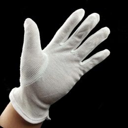 Gloves 4PCS White Parade Gloves No Silp Cotton Gloves with Cuff for Women Men Serving Marching Uniform Dress Formal Guard Police Gloves