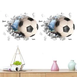 Soccer Decals For Boys Creative Self Adhesive 3D Broken Wall Decals Wall Hole View Home Removable Decals Football Children Decor 240423