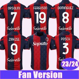 23 24 Bologna Mens Soccer Jerseys POSCH ORSOLINI DOMINGUEZ ZIRKZEE FERGUSON DE SIESTRI BEUKEMA BARROW Home Red Football Shirt Adult Uniforms