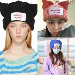 Winter Cute Women Long Ear Fox Knitted Bunny Bomber Hats Rabbit Ear Warm Crochet Beanies Boys Girl Designer Hip-hop Cold Cap 240430