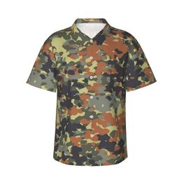 Men's Casual Shirts Vintage Camo Short Slve Shirts Military Camouflage 3D Printed Blouses For Men Clothes Hawaii Boy Lapel Blouse Army Veteran Top Y240506